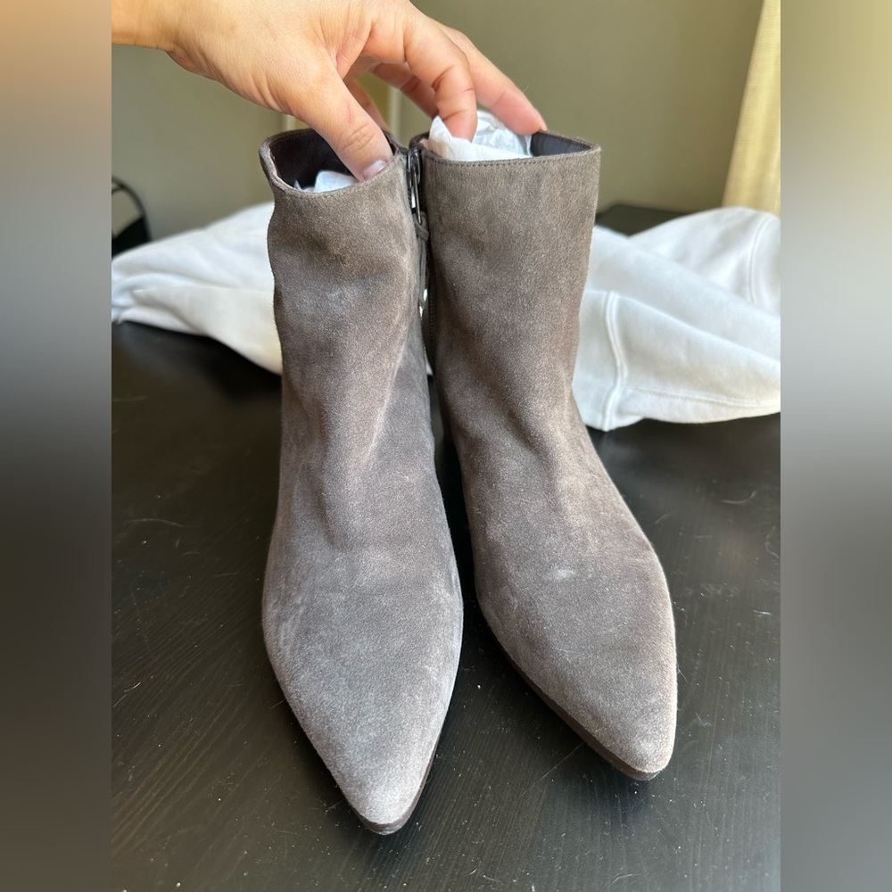 Stuart Weitzman Pointed Toe Suede Ankle Boots - Grey